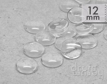 Cabochons ø 12 mm Glas klar