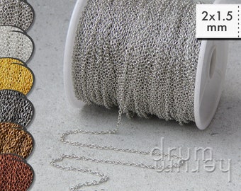 2 m thin chain sold by the meter 2 x 1.5 mm 95 ct/meter