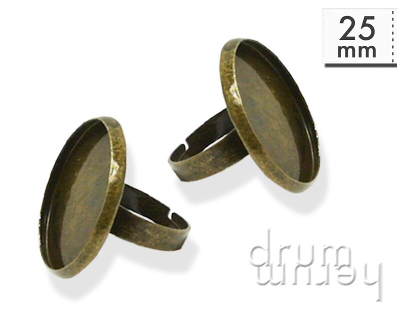 10 Ringrohlinge 25 mm Cabochon Fassung antikbronzefarben Bild 1