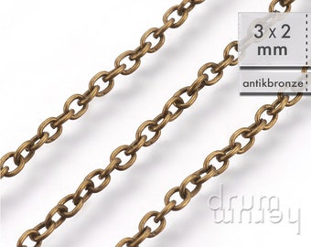 10 m (60 ct/meter) Anchor chain approx. 3 x 2 x 0.5 mm - 20 m (50 ct/meter) - 100 m roll (35 ct/meter) - Fb.: antique bronze, bronze