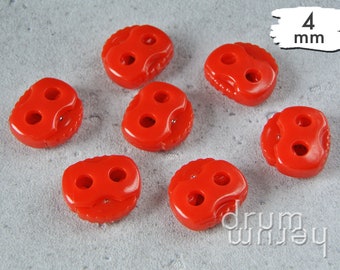 10 cord stoppers passage 4 mm red