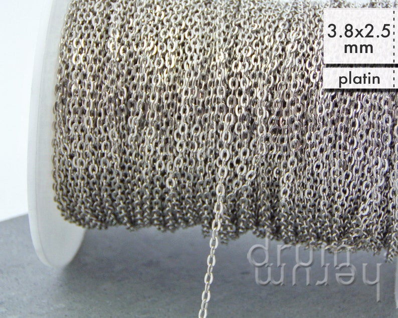 10 m chain 3.8 x 2.5 mm anchor chain sold by the meter made of iron 72 ct/meter 01 - platin
