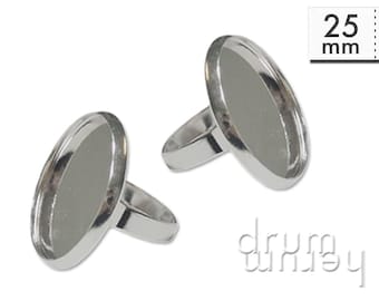 10 ring blanks 25 mm Cabochon socket, platinum