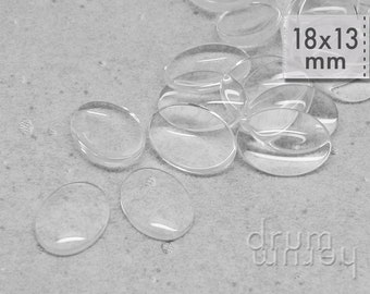 10 / 50 Cabochons 18 x 13 mm glass clear