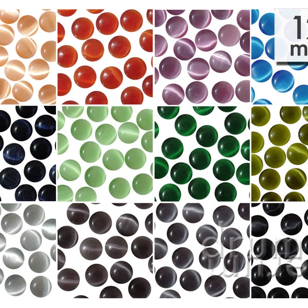 20 Cateye-Cabochons ø 12 mm  Glas