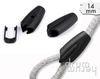 Cover for cord ends on loops ø 14 mm plastic black 10 pieces