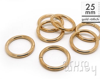 10 Metallringe O-Ringe ø 25 mm offen goldfarben