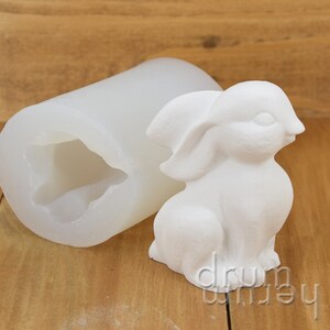 Silicone mold small bunny Easter bunny sitting casting mold image 2