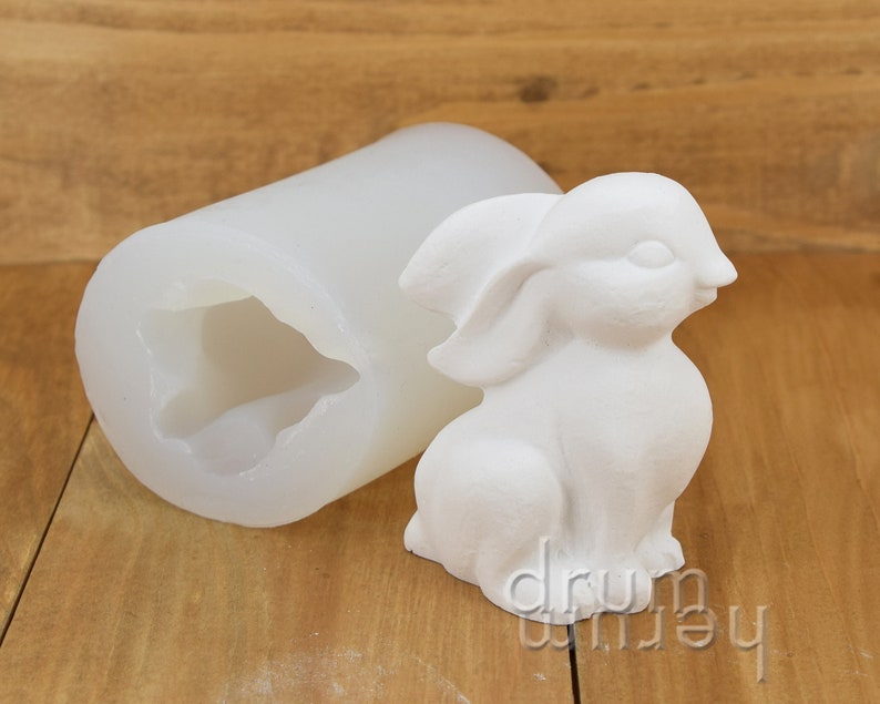 Silicone mold small bunny Easter bunny sitting casting mold image 2