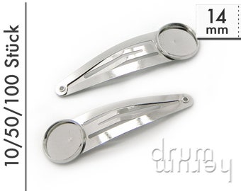 Haarclips Fassung für ø 14 mm Cabochons platinfarben