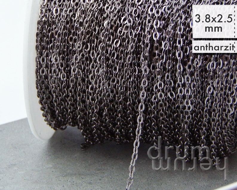 10 m chain 3.8 x 2.5 mm anchor chain sold by the meter made of iron 72 ct/meter 05 - anthrazit