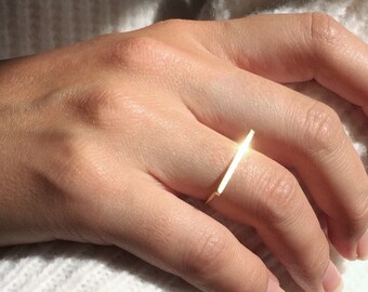 9ct Gold Bar Ring: Stacking Ring