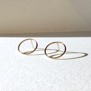 Solid Gold Circle Earrings / 9ct Circle Studs / Hoop Studs / Sterling Silver / Geometric / Minimalist / Handcrafted / MINIMA Jewellery