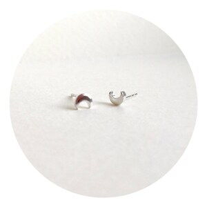 Sterling Silver Crescent Studs/ Crescent Moon Earrings / Minimalist / MINIMA Jewellery