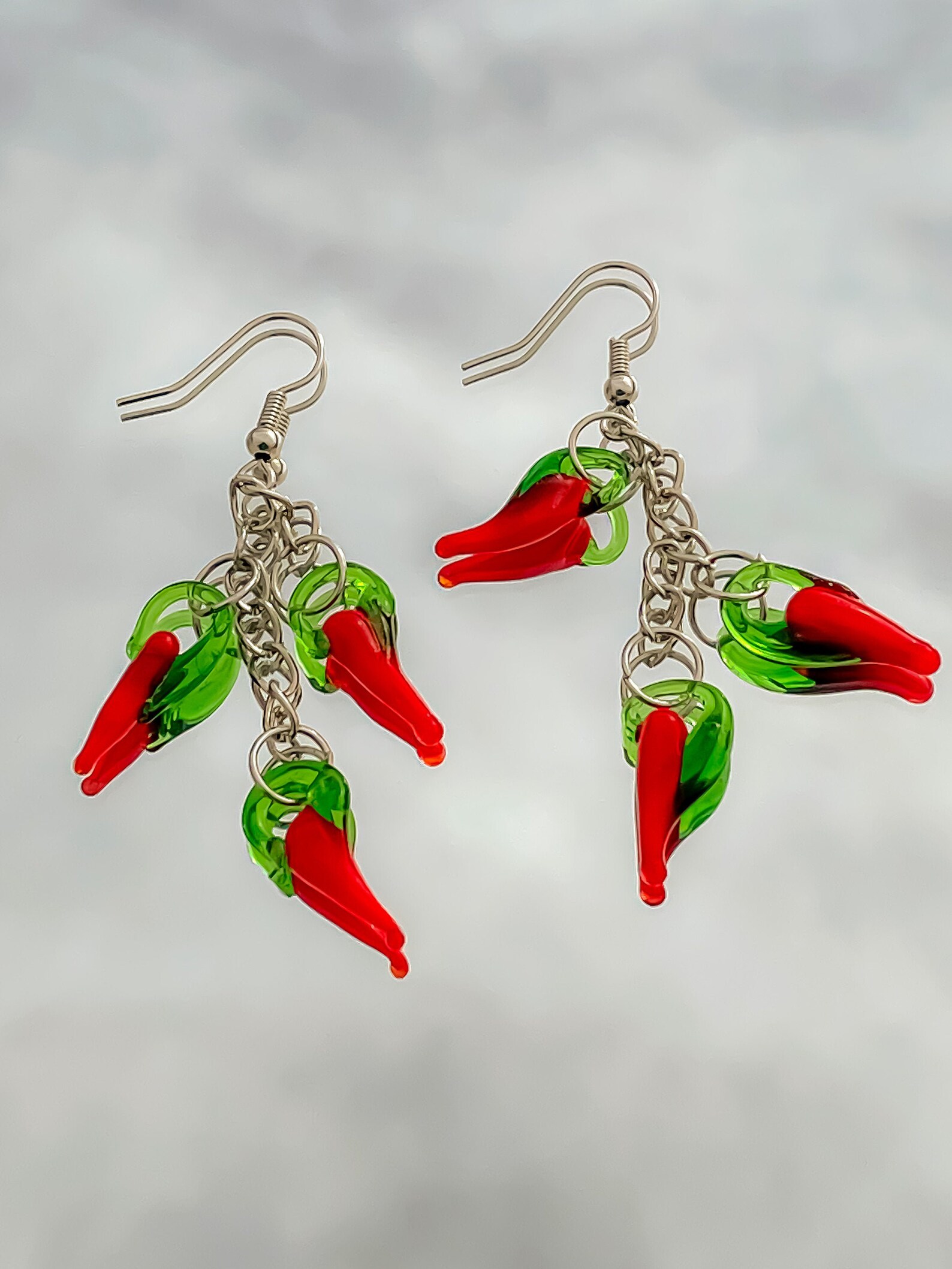 Red Chilli Pepper Bunch Earrings Red Peppers Spicy Etsy Australia