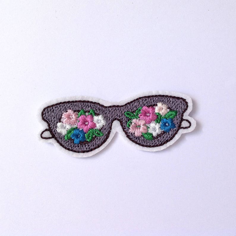 Sunglasses flowers patch Embroidered patch floral patch for Etsy