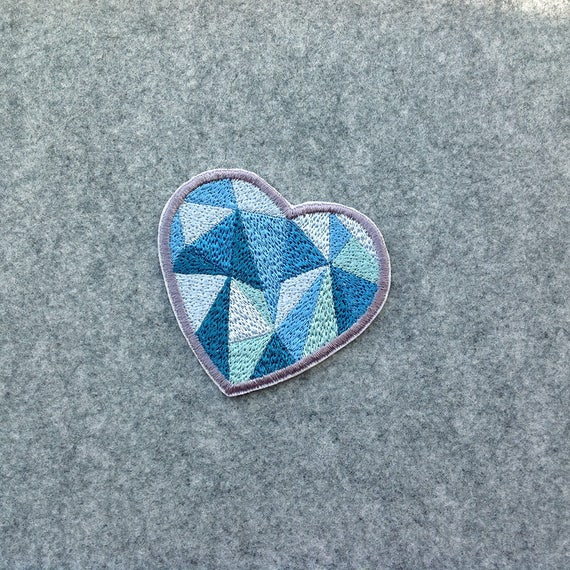 Heart patch Embroidered patches iron on appliques Blue heart Etsy