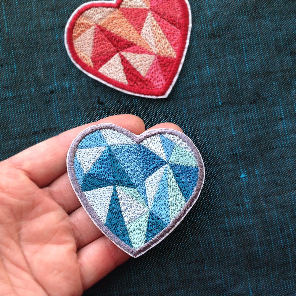 Heart patch Embroidered patches iron on appliques Blue heart Etsy