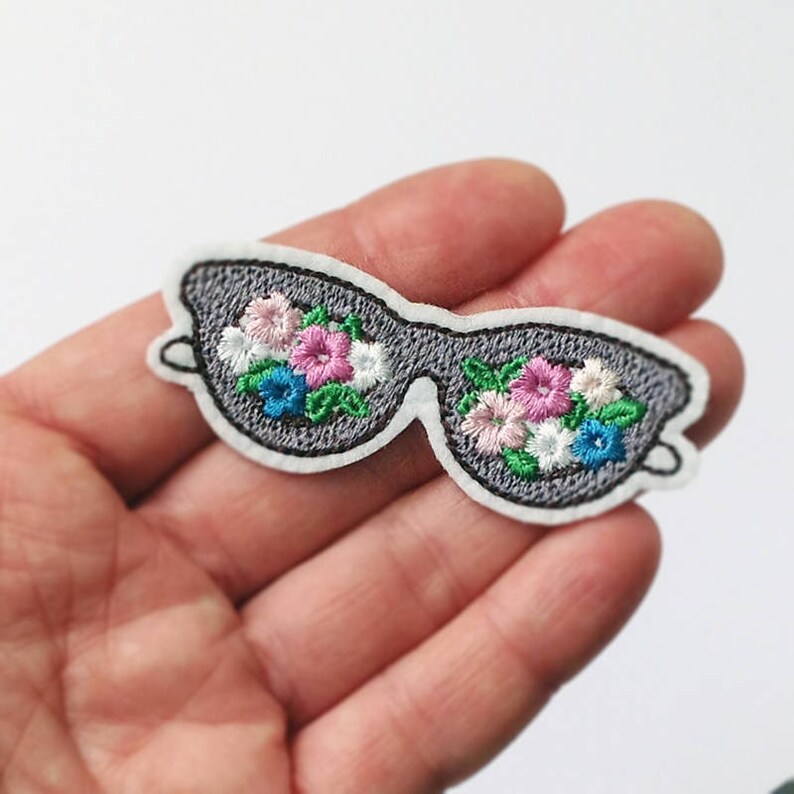 Sunglasses flowers patch Embroidered patch floral patch for Etsy