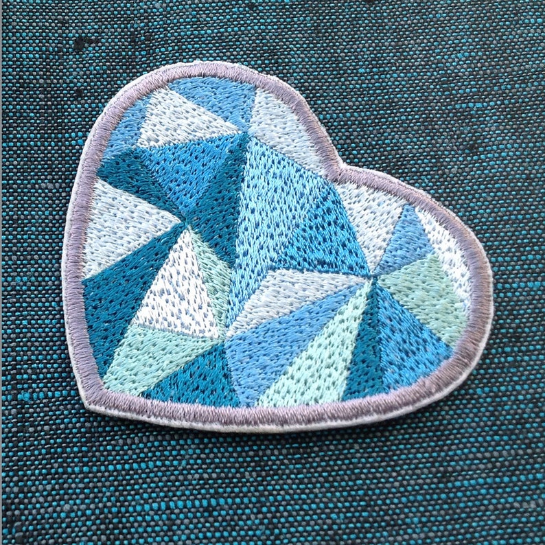Heart patch Embroidered patches iron on appliques Blue heart Etsy