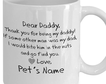 The ORIGINAL! Bite Him in the Nuts Personalized Dog Dad Mug, Funny DOG DAD Coffee Mug, Birthday, Father's Day, Gift from Dog, Dog Photo Mug