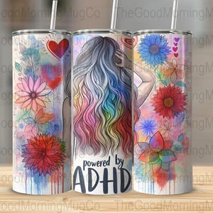 Diseño de envoltura para vaso delgado de 20 oz con tecnología de concientización sobre el TDAH, PNG neurodivergente, diseño de sublimación, descarga digital SOLAMENTE
