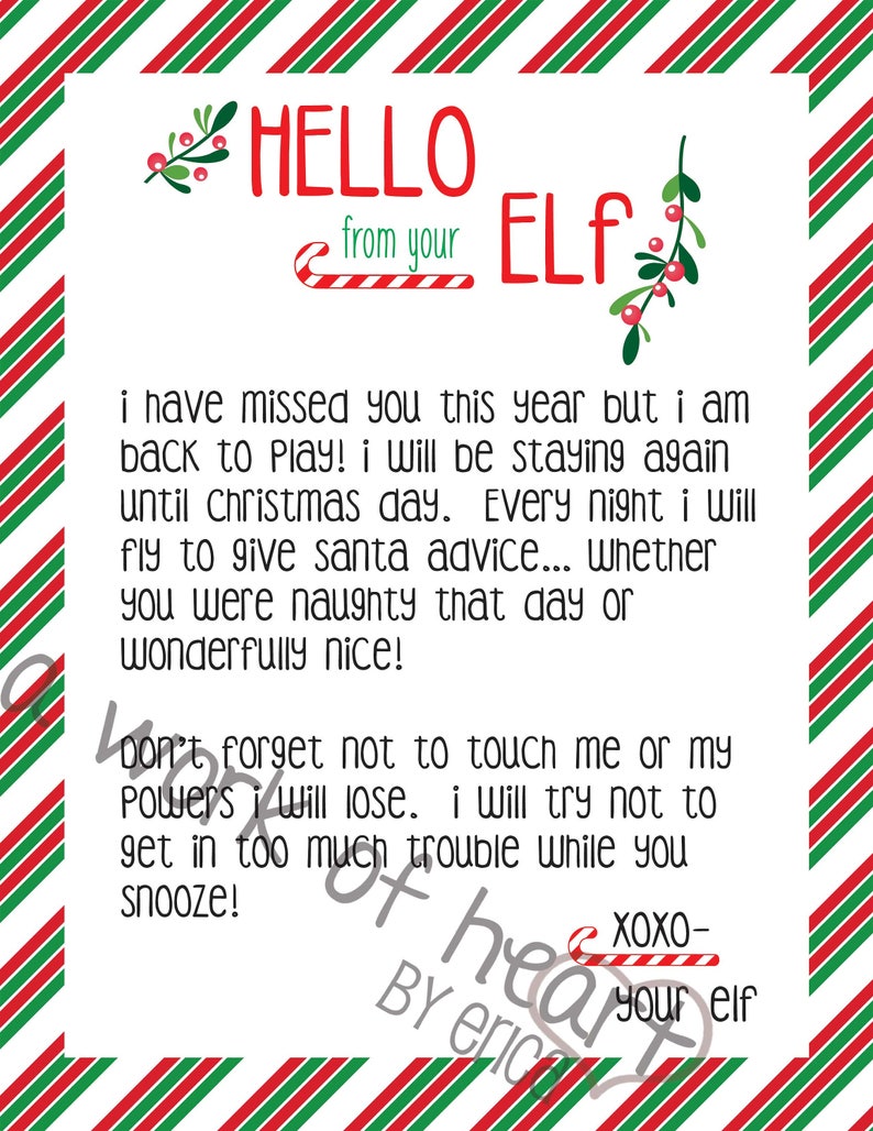 Shelf Elf Printables Hello Letter Goodbye Letter and | Etsy