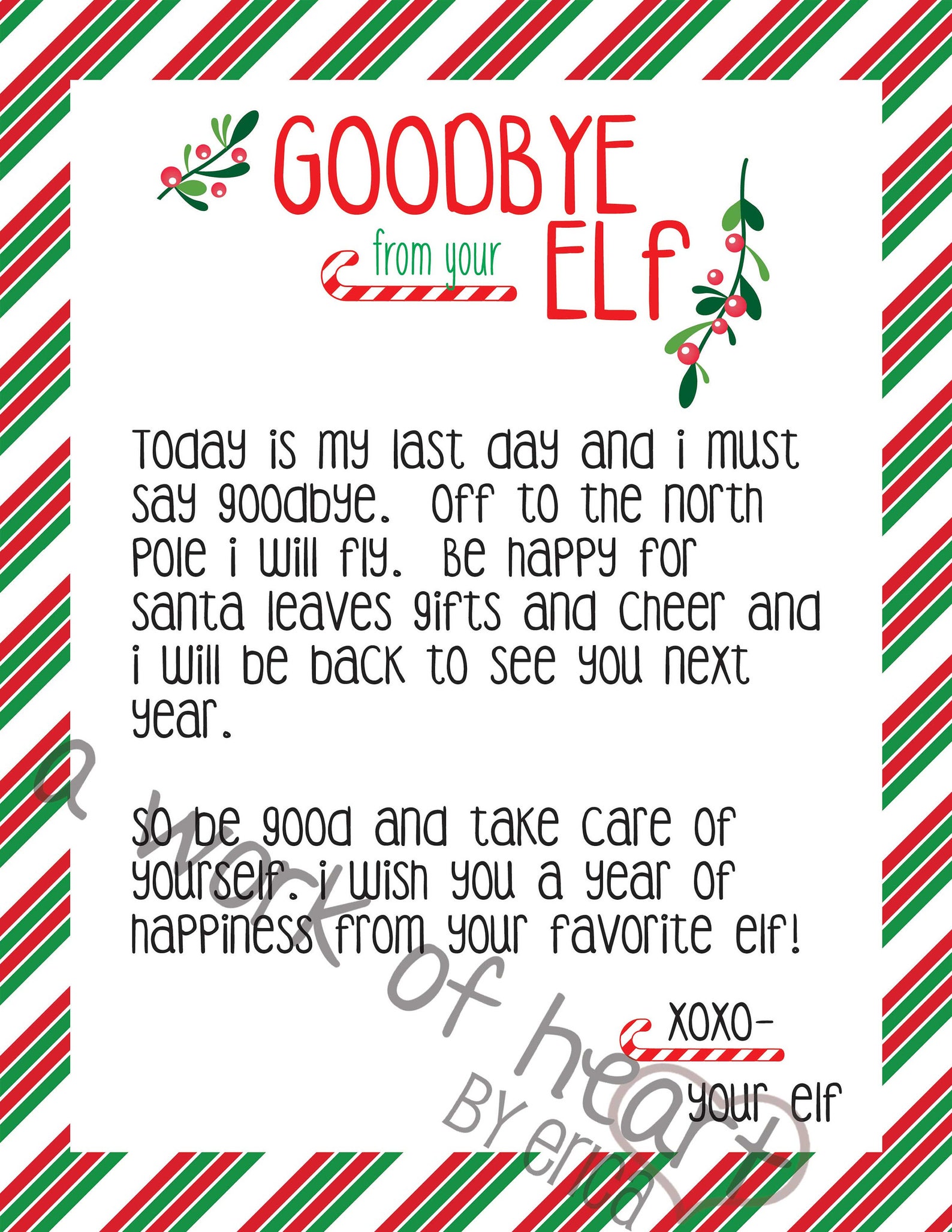 Shelf Elf imprimibles Carta de saludo carta de despedida y Etsy
