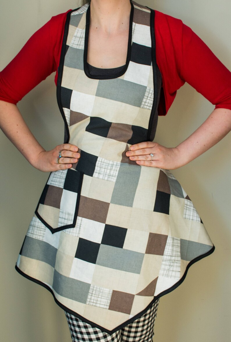 Retro Style Geometric Fabric Apron Handmade 1940/'s Vintage Style