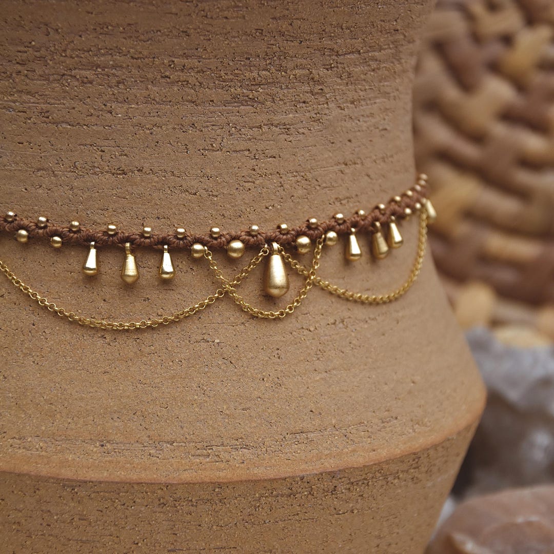 Drop Choker Dainty Drop Choker Necklace With Gold Chains | Small Gold Chain Choker ...