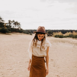 Bohemian high waist wrap skirt made from high quality cotton Elegant rust colored pareo skirt with ribbon at the waist. image 3