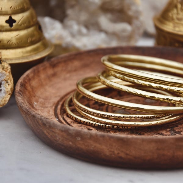 gold bangle set | Gold bracelet set | Gold slave bracelet | Solid brass bracelet | Boho bangle set