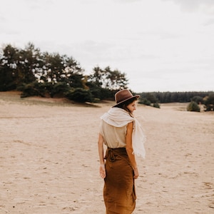 Bohemian high waist wrap skirt made from high quality cotton Elegant rust colored pareo skirt with ribbon at the waist. image 5