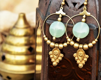 Boho Aventurine healing crystal earrings