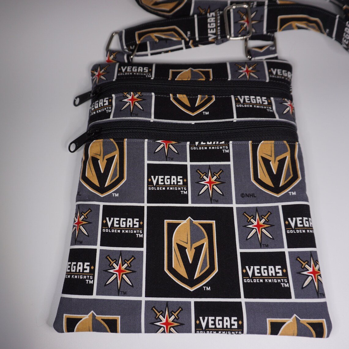Vegas Golden Knights Print Crossbody Bag Two Zipper Pockets Etsy