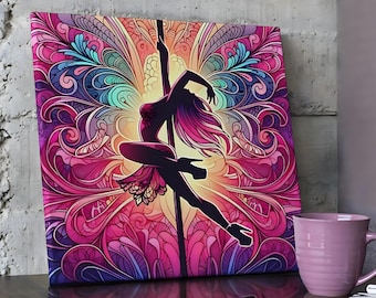 Vibrant Pole Dancer Canvas - Pink Lace Artistic Wall Art by Pole Witch