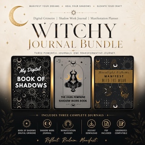 Witchy Bundle Digital Manifestation Planner & Journal Digital Grimoire Book of Shadows Shadow Work Journal for GoodNotes and Baby Witches