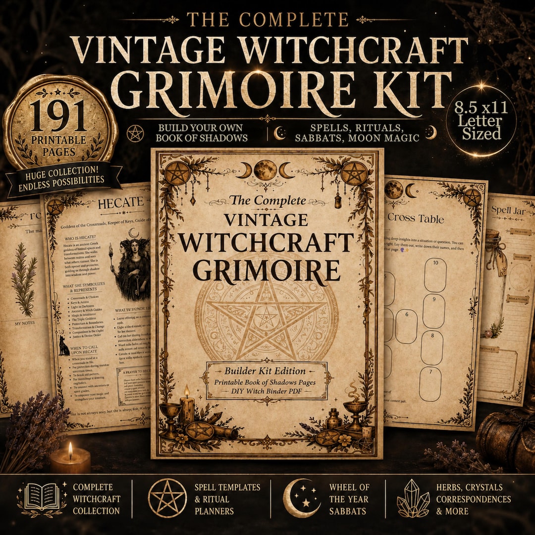Printable Grimoire Pages | Witchcraft Book of Shadows Templates ...