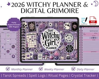 2026 Witchy Planner & Digital Grimoire / Book Of Shadows, Digital Planner, Tarot Journal, Spell Book, Moon Journal, Daily/Weekly Planning
