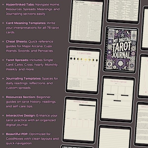 Digital Tarot Journal, Tarot Spreads, Witchy Journal, Digital Grimoire, Oracle Card Journal, GoodNotes Book Of Shadows, Baby Witches image 3