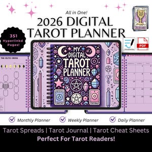 Agenda de Tarô Digital, Diário de Tarô, Tiragens de Tarô, Grimório Digital, Diário de Cartas do Oráculo, Livro das Sombras do GoodNotes, Bruxas Bebês, 2026