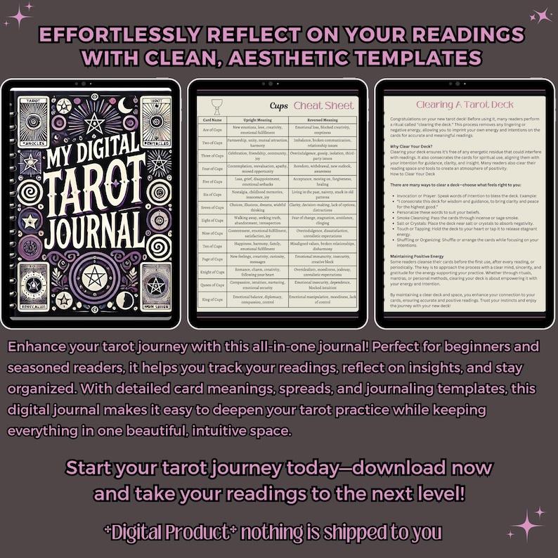 Digital Tarot Journal, Tarot Spreads, Witchy Journal, Digital Grimoire, Oracle Card Journal, GoodNotes Book Of Shadows, Baby Witches image 6