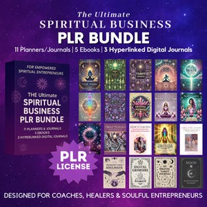 Spirituellt PLR-paket – Färdiga hyperlänkade digitala planerare, redigerbara Canva-journaler, tarot, grimoire, häxmallar, passiv inkomst