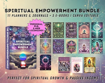 PLR Spiritual Mystic Planners Bundle, Passive Income, Spiritual Business, Tarot Journal, MRR, Editable Canva Witchy Planner, Grimoire