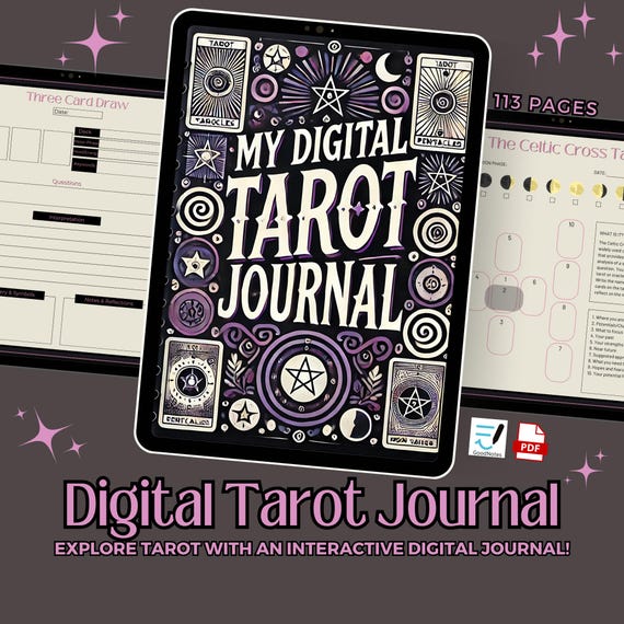Digital Tarot Journal, Tarot Spreads, Witchy Journal, Digital Grimoire, Oracle Card Journal, GoodNotes Book Of Shadows, Baby Witches
