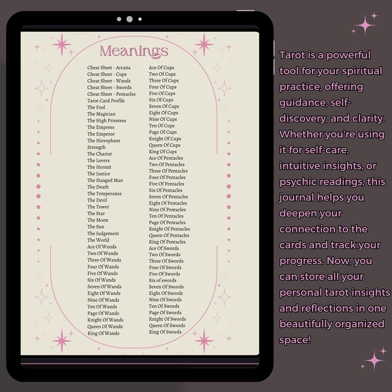 Digital Tarot Journal, Tarot Spreads, Witchy Journal, Digital Grimoire, Oracle Card Journal, GoodNotes Book Of Shadows, Baby Witches image 4