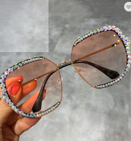 Minnie, (Bling) Women Sunglasses W (L Rose N Rose) Genuine European Crystals (Red) N Polka Dot Translucent (Pink) NY Fifth Avenue.-NYS5386PKRD