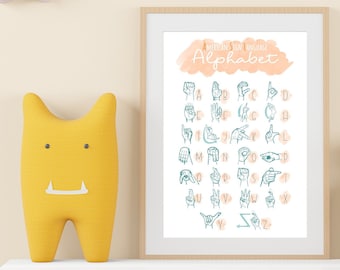 PRINTABLE ASL Alphabet, American Sign Language, Alphabet, abc, Nursery, Wall Decor, Educational, Homeschool, Montessori, DOWNLOADABLE
