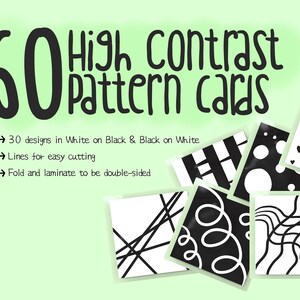 High Contrast Pattern Black and White Baby Cards, Pattern flashcards, Sensory flashcards, Newborn Flashcards, Printable, Instant Download