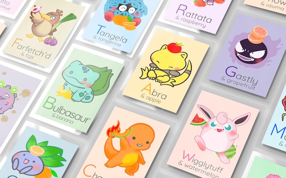 pokemon alphabet flash cards PRINTABLE Pokemon Alphabet Flashcard, Fruit Alphabet, Double-sided, Fan  Art, Digital Download, INSTANT DOWNLOAD